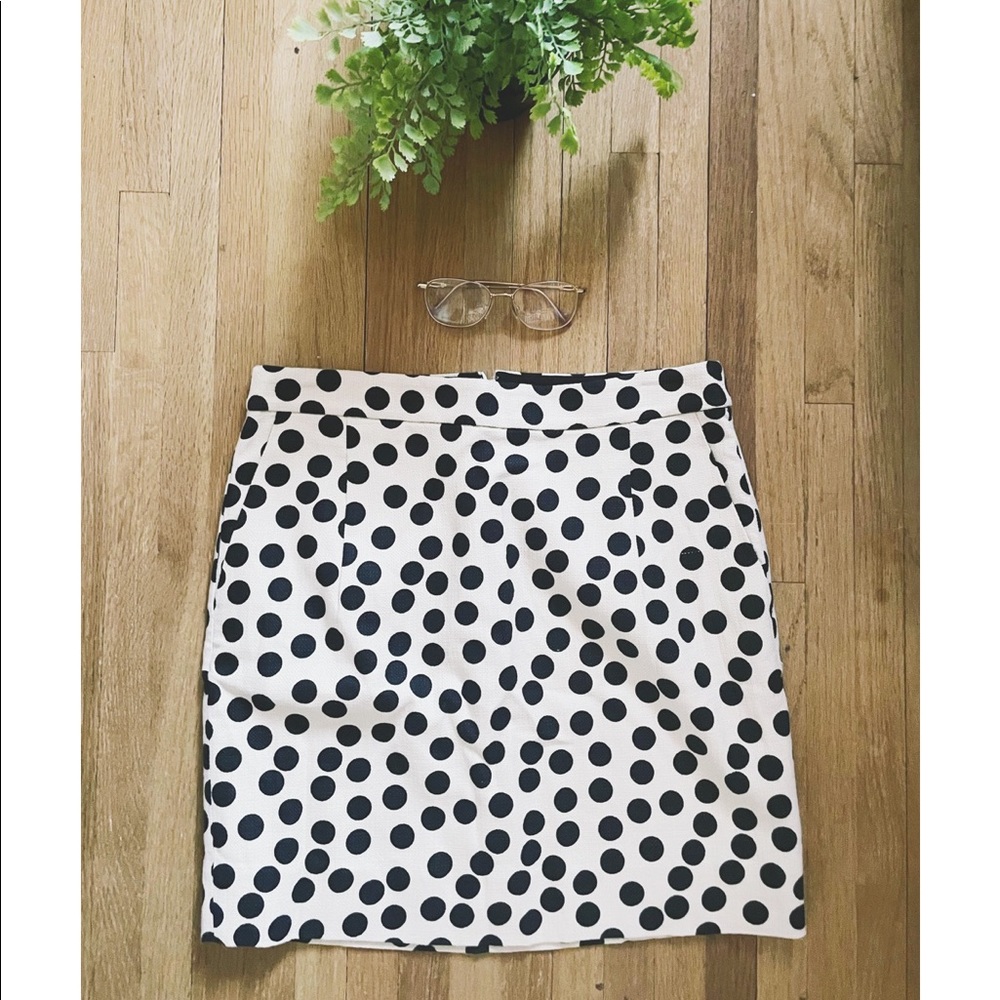 J. Crew Cream with Black Polka Dots Mini